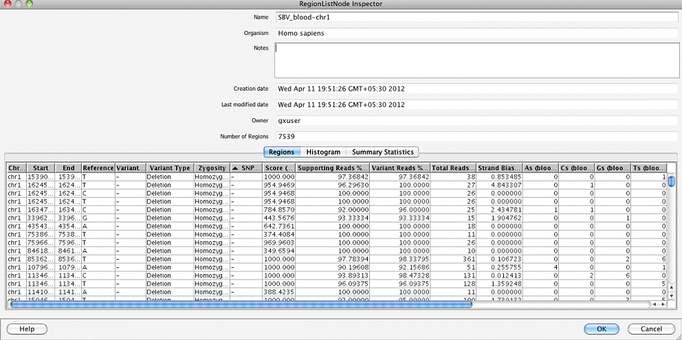 SNP region list inspector